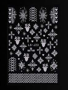 3 件装圣诞雪花美甲贴纸贴花自粘美甲用品节日美甲设计装饰配件 - 白色 - 查看 4