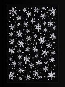 3 件装圣诞雪花美甲贴纸贴花自粘美甲用品节日美甲设计装饰配件 - 白色 - 查看 3