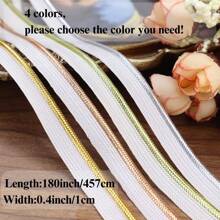 ZNZAKKA 5碼玫瑰金色邊飾裝飾線,用於縫紉偏心帶,縫紉邊緣裝飾線,針織墊子、坐墊、衣服 - 玫瑰金 - 查看 2