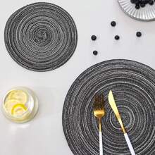 Braided Round Placemats Set Of 6 Dining Table Mats 36cm Diameter Heat Resistant Stain Resistant Non-Slip Washable For Home Restaurant Kitchen Cafe - Dark Grey - View 3