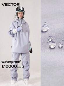 VECTOR MOTION Fleece Ski Jacket Unisex Solid Color Half Zip Windproof, Waterproof, Lightweight, Warm, Breathable, Comfortable And Durable Outerwear For Skiing Ski Outfits - Black - View 6