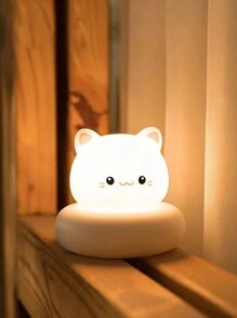 可愛寵物造型夜燈,適用於臥室、哺乳、兒童,帶拍控制、usb可充電led卡通情感燈(1入組)