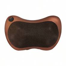 Almohada de Masaje Eléctrica, Masajeador de Cuello con Calor, Masajeador de Espalda Shiatsu de Amasado 3D con Calor y 8 Nodos Giratorios para Aliviar el Dolor Muscular de Amasado Profundo para Músculos de Cuerpo Completo - Marrón - Ver 3