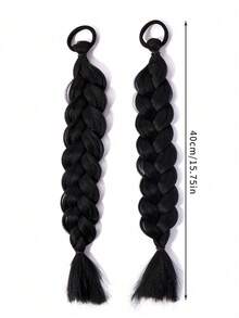 2 件兒童髮辮、扭曲辮子、甜美可愛的辮子髮帶 - 黑色 - 查看 5