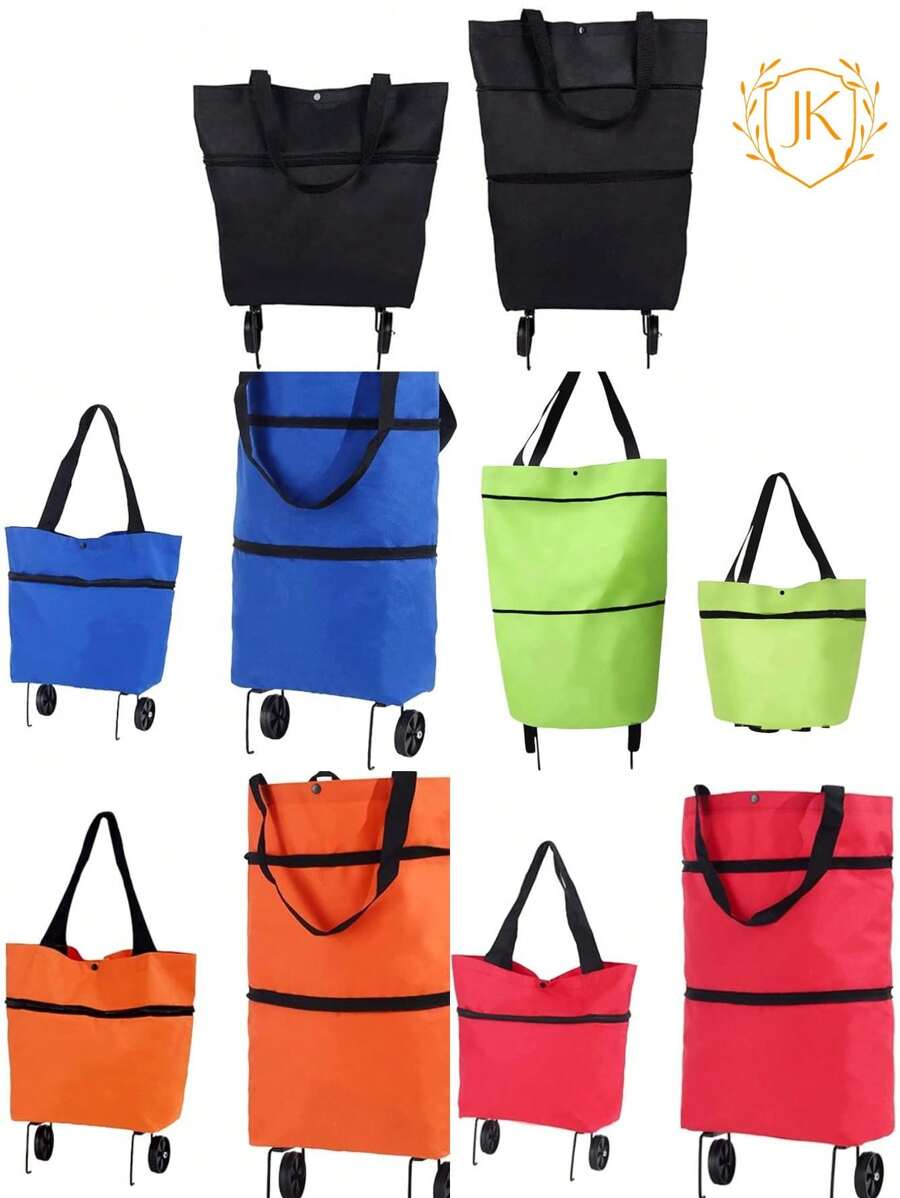 JK Color Sopresa Bolsa Y Carrito 2 En 1 Plegable Con Ruedas Carrito Bolso Portátil Con Ruedas Plegable Ajustable Para Mandado Supermercado - color sopresa liso  Bolsa Y Carrito 2 En 1 Plegable Con Ruedas - Ver 1
