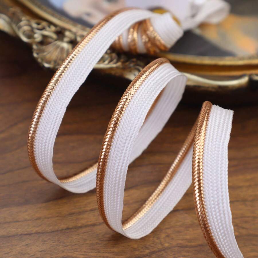 ZNZAKKA 5碼玫瑰金色邊飾裝飾線,用於縫紉偏心帶,縫紉邊緣裝飾線,針織墊子、坐墊、衣服 - 玫瑰金 - 查看 1