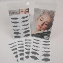 24 pares de plantillas de delineador de ojos y sombras de ojos, plantilla de maquillaje rápido para ojos ahumados y delineado de ojos de gato, herramienta de maquillaje, decoración de habitación, tocador, viaje, dormitorio, accesorios de maquillaje, regalos, regalos para mujeres, regalos de Navidad - Negro - Ver 8