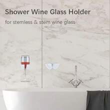 1 件浴室酒杯架,壁掛式無痕 - 白色 - 查看 1