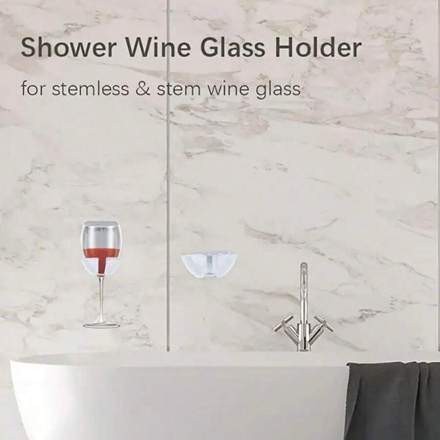 1 件浴室酒杯架,壁掛式無痕 - 白色 - 查看 1