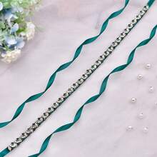 1 件水鑽珠寶禮服腰帶,新娘婚禮腰帶,伴娘腰部裝飾,正式晚禮服配件 - 綠色 - 查看 6