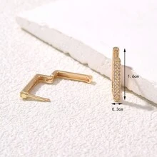 2 Miếng Mạ vàng Đồng & Khối Zirconia  Bông tai stud , Châu Âu và Châu Mỹ Phong cách Của phụ nữ Mặc hàng ngày Hoa tai - Nhiều màu - Xem 3