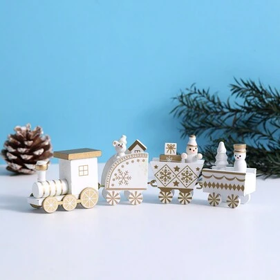 1件装木制火车创意趣味桌面摆件节日礼物生日家居装饰圣诞节装饰房间装饰冬季圣诞节装饰家居圣诞礼物圣诞装饰