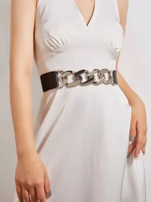 1 Miếng Của phụ nữ Phong cách Đơn giản Eo Thắt lưng Với 4 Vàng Khóa Đối với Hằng ngày & Làm việc Mặc , Đầm Phụ kiện - màu đen - Xem 1