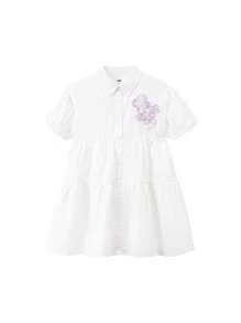 Annil Váy cho bé gái tuổi teen Ve áo mùa hè Váy trang trí hoa đan ngọt ngào Màu trắng - trắng - Xem 1