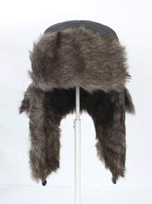 1pc Black Winter Warm Fleece Earflap Hat - Dark Grey - View 5