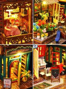 一件手工組裝的 Diy 木製書形房屋模型,送給 Skabro 的理想禮物,臥室客廳裝飾,家居裝飾品,作為聖誕節送給朋友或家人的創意禮物 - 彩色 - 查看 7