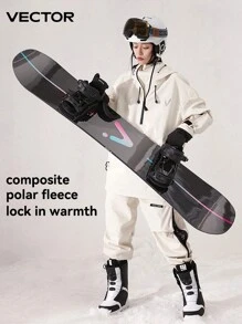 VECTOR MOTION 保暖内衬防风防水滑雪裤，弹性裤脚，轻便、保暖、透气、舒适，适合运动滑雪服，黑色，冬季款 - 黑色 - 查看 3