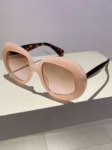 Fashionable Color Block Design Frame Fashion Glasses For Women, 2023 Round Pink Eyeglasses - Pink - View 2