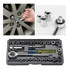 Juego De Herramientas Matraca Con Dados De Impacto 40pz Caja - Plateado - Ver 2