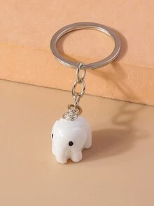 1 Pieza Llavero Femenino En Forma De Elefante De Metal Para Uso Diario - Blanco - Ver 2