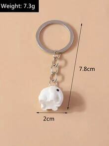 1 Pieza Llavero Femenino En Forma De Elefante De Metal Para Uso Diario - Blanco - Ver 8