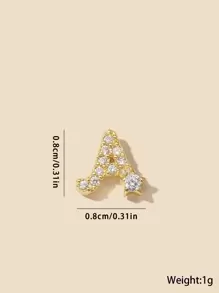 1個個性化時尚銅鑲嵌26個字的穿孔男生鼻釘,需要穿孔,嘻哈派對禮物 - 金黃色 - 查看 9