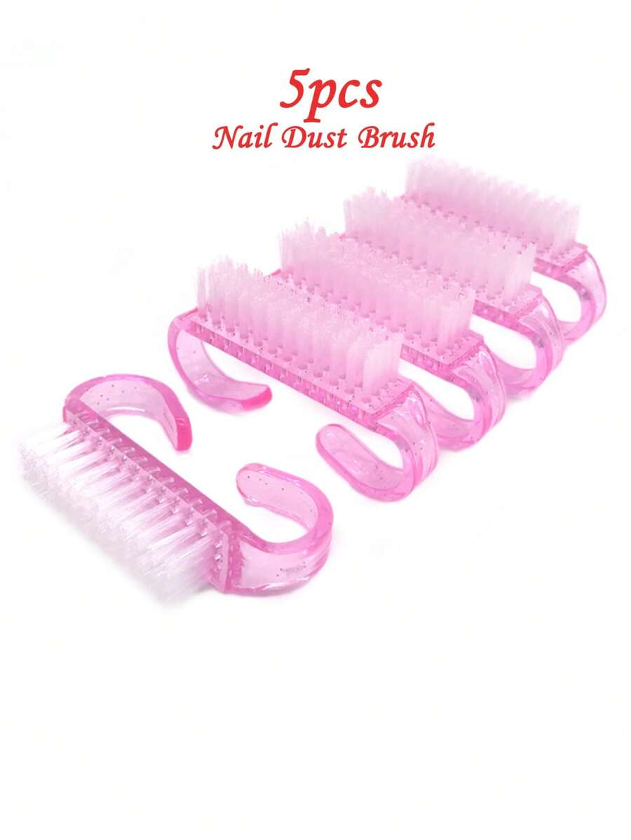 5入組指甲刷,美甲工具,適用於手指甲和腳指甲,柔軟的除塵器,塑料清潔刷,迷你美甲除塵刷,清潔指甲刷,美甲清潔工具