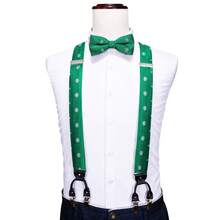 Barry Wang Men Suspenders Christmas Xmas Party Adjustable Straps Pretie Bowtie Hankie Cufflinks Set - màu xanh lá - Xem 3