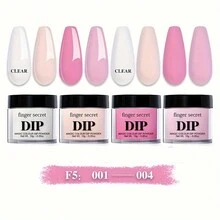 法式指甲藝術美甲,4色丙烯酸浸漬系統液體套裝,具有底層上層激活劑全能型,適用於美甲沙龍diy初學者延伸套裝 - 玫紅色 - 查看 2