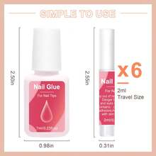 1支7ml指甲膠套裝+6入組2ml粉紅色丙烯酸凝膠套組,持久耐用,超強粘性,適用於美甲沙龍和diy - 粉色 - 查看 2
