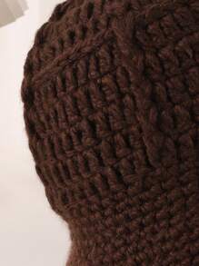 1頂女式簡約針織漁夫帽，秋冬休閒桶帽，手工鉤織針織帽，時尚日常穿著