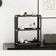 Bathroom Organizer Worktops Perfume Organizer Makeup Organizer Cosmetics Storage Display Rack 2/3 Layer Vanity Tray - Elegant black - View 5