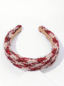 1入女士紅色新年髮箍,秋冬復古毛呢寬海綿髮箍,優雅甜美校園風格,適用於派對、跳舞、日常或派對裝扮