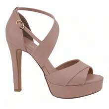 Zapatillas para mujer color beige tacón de 11 cm - Camel - Ver 1