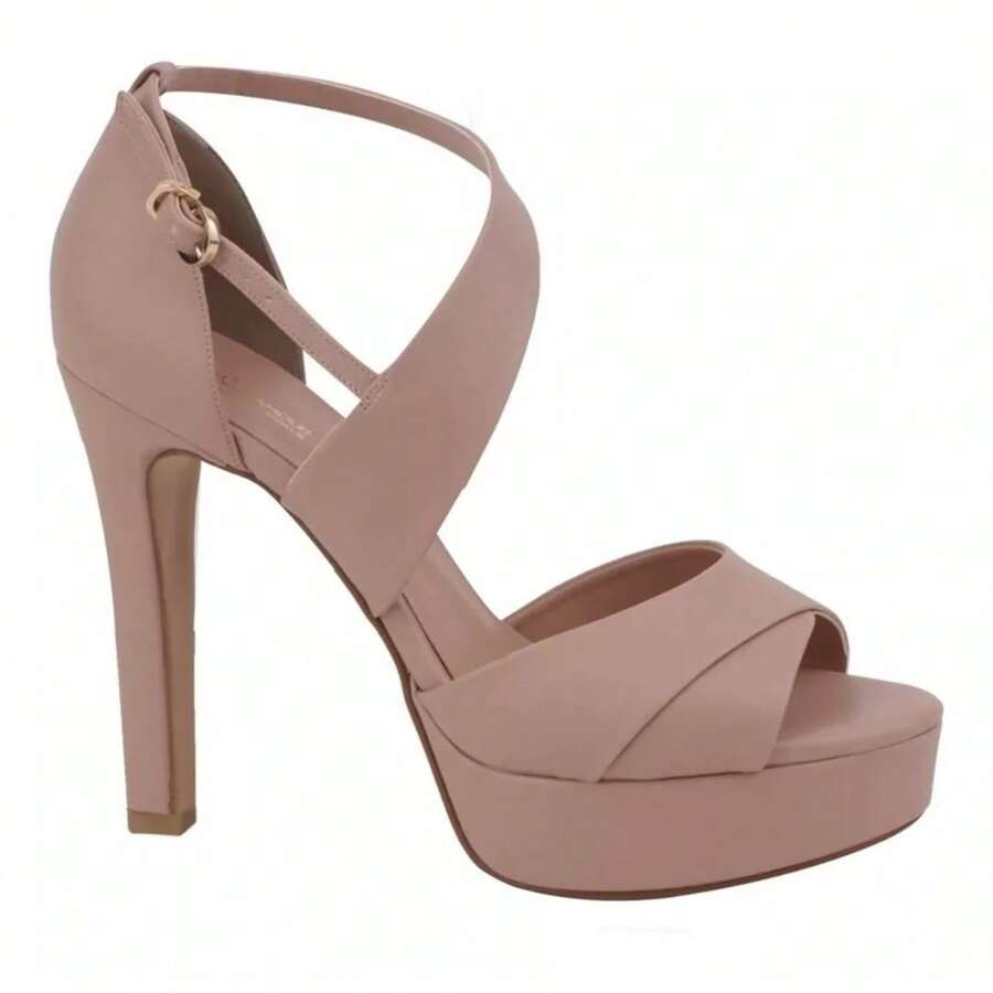 Zapatillas para mujer color beige tacón de 11 cm - Camel - Ver 1