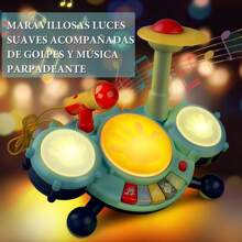 Bateria Musical para Niños, Juguete de tambor musical para bebé, Juguete Electrónico Educativo Para El Aprendizaje Temprano, Juguete de Tambor para niños con micrófono, Adecuado como regalo para niños pequeños, como regalo de cumpleaños o Navidad. - Azul - Ver 6