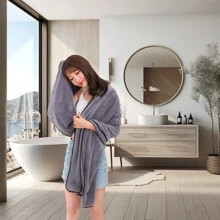 超柔軟超大浴巾1入組（35" X 70"）,快速乾燥,微纖維珊瑚絨高吸水性浴巾適用於洗澡、健身、浴室、運動、瑜珈、旅行等（淺粉色） - 淺粉色 - 查看 4