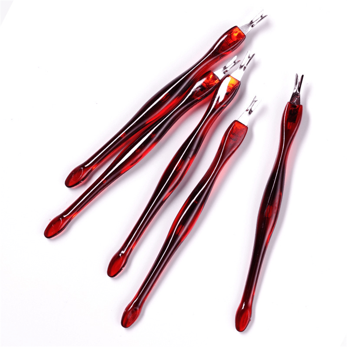 10pcs Red Nail Cuticle Trimmer Remover Plastic Handle Cuticle Pusher