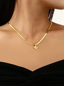 26 Letters Creative Simple Copper Inlaid Pendant Clavicle Chain For Vacation/party/dating Gift Daily Wear - I - View 12