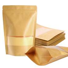 200 Stand Up Pouch Kraft Bags With Window For 60g - Yellow - View 1