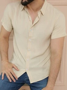 Men Shirts - 米色 - 查看 2
