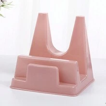 Multifunctional Kitchen Tool Set Including Water Tray, Oil Receiver, Pot Lid Holder, Plastic Chopping Board, Knife Rest, Dish Drainer, Storage Shelf, Suitable For Non-Hole Cutting Boards - Pink - View 9