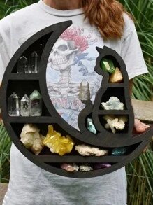 牆上水晶擱板可愛的木質擱板水晶展示組織掛浮擱架客廳裝飾禮物家庭牆上展示架 - 展示架-B - 查看 4