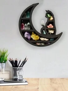 牆上水晶擱板可愛的木質擱板水晶展示組織掛浮擱架客廳裝飾禮物家庭牆上展示架 - 展示架-B - 查看 1