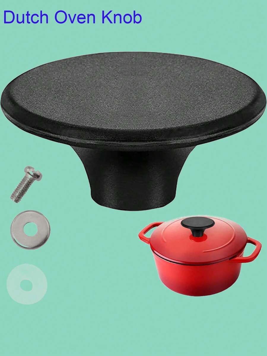 Dutch Oven Knob Pan Lid Handle Replacement Knob for Le Creuset, Lodge, Aldi and Other Enameled Cast Iron Dutch Oven - Black - View 1
