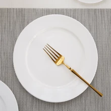 1pc Ceramic Dinner Plate, Western Style White Buffet Plate For Home Use - White - View 4