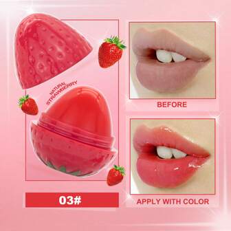 1pc 12g Long-Lasting Strawberry Lip Balm Primer - Moisturizing & Plumping Lip Care, Suitable For Daily Use, Valentine's Day Gift Box