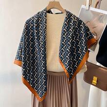 1 件幾何字母印花女用絲巾,戶外披肩頭帶時尚配件