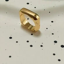 Men's Premium Quality Asymmetrical Square Minimalist Ring - Gold - View 3