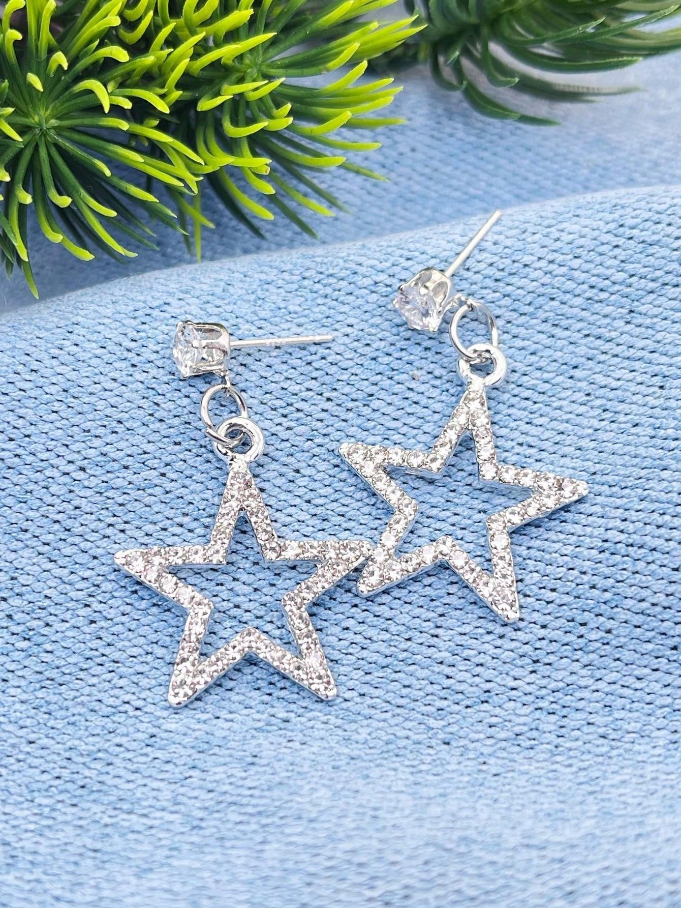 Rhinestone Star Drop Earrings SHEIN USA